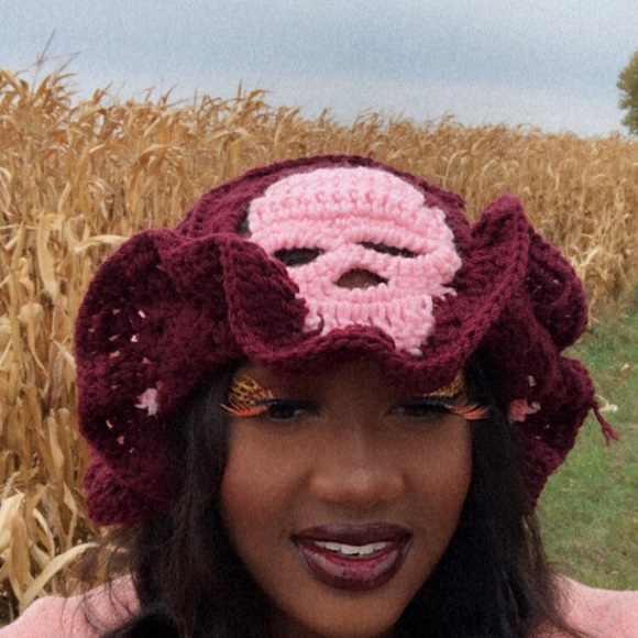 Accessories - Skull Bucket Hat Granny Square Crochet Halloween themed